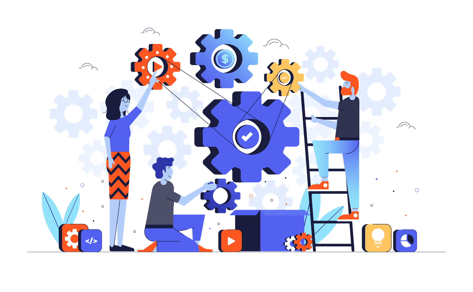 Flat Color Modern Illustration Design Teamwork.png